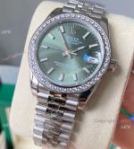 Swiss Copy Rolex 31 mm Datejust Jubilee Olive-Green Dial Bracelet with Diamond